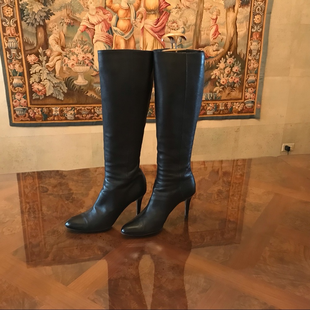 Jimmy Choo Black Leather High Heel Pointy Toe 38 - Picture 4 of 5